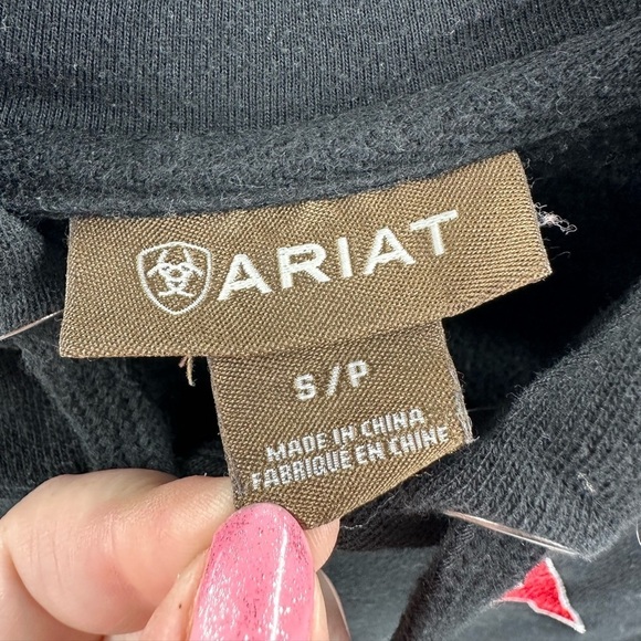Ariat Womens Mexico Hoodie Size S Black Pullover Sweatshirt Embroidered Logo - Picture 7 of 13